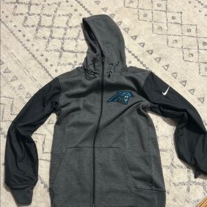 Gray and Black Nike Hoodie with Carolina Panther Logo Size S